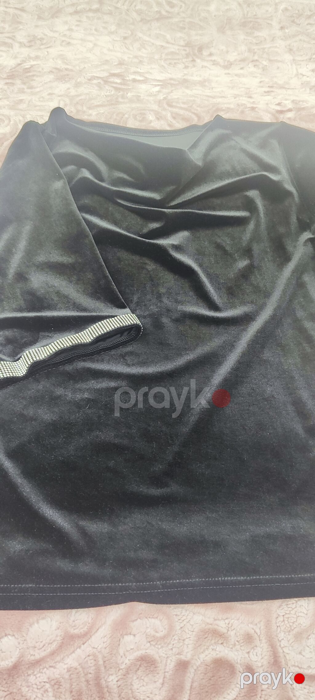 Qara məxməri bluz - Material: Yumşaq, parlaq effektli məxmər/parça — Köynək, Saray (3)