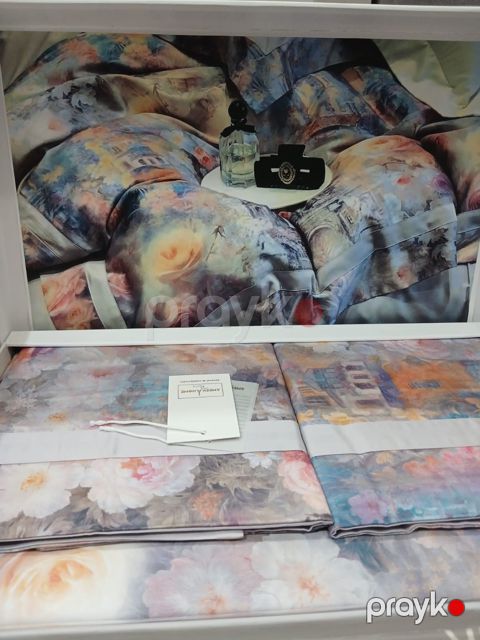 Yataq dəsti 5076, ikinəfərlik, yorğan üzü 200x230 sm, mələfə 250x250 sm, yastıq üzü 50x70 sm, satin, rəngbərəng — Bakı
