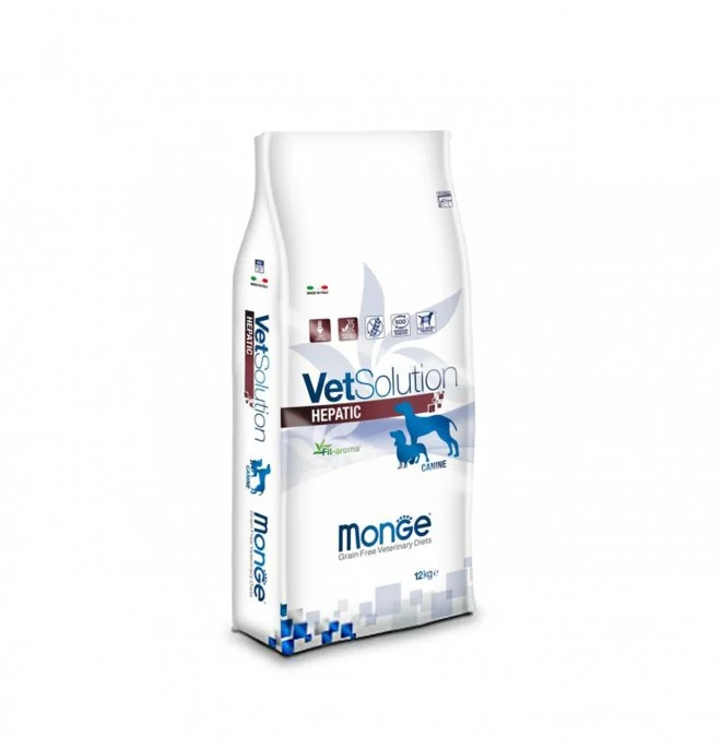 Monge VetSolution Hepatic, xroniki qaraciyər çatışmazlığı olan itlərdə qaraciyər funksiyasını dəstəkləmək və qaraciyərdə mis yığılmasını azaltmaq üçün quru pəhriz yemi (çəki ilə)