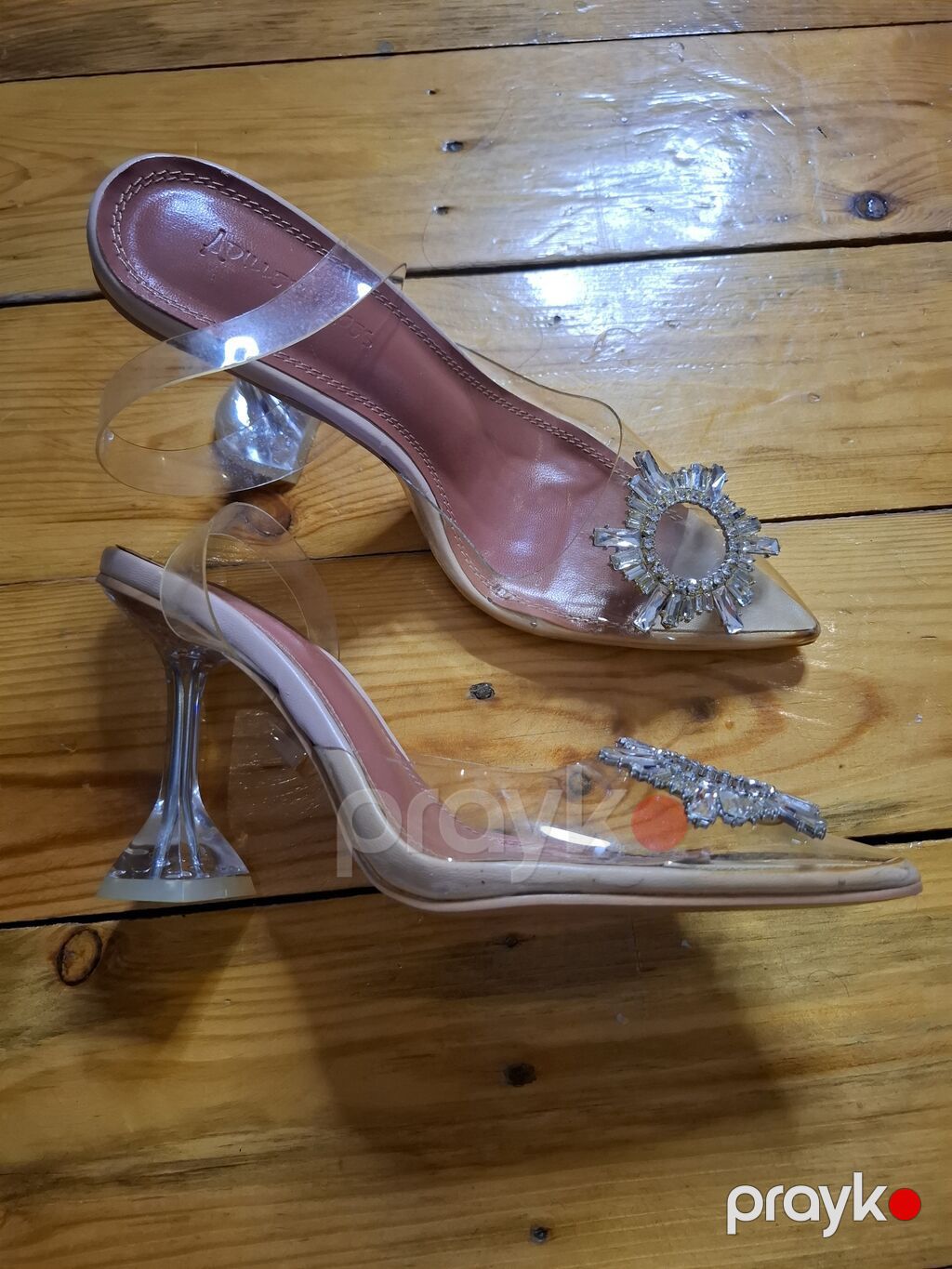 Şəffaf bantlı bəzəkli qadın topuqları - Model: şüşə effekti verən — Tufl, Bakı (3)
