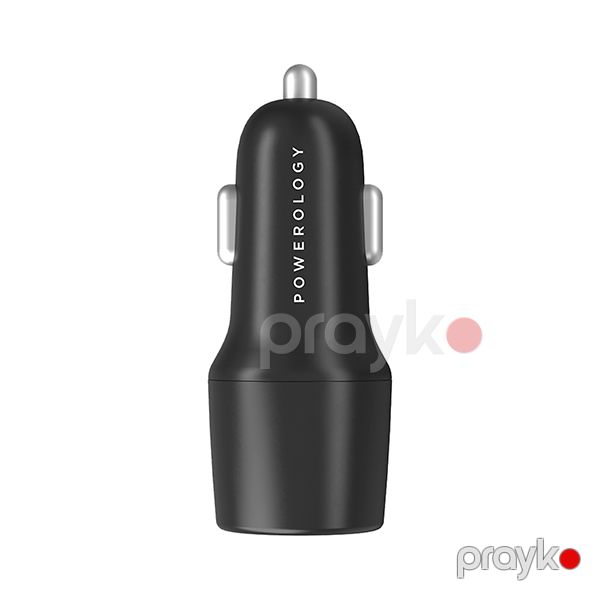 Powerology Dual Port LED Car Charger PD 20W+QC 18W Black — Mallar, Bakı (3)