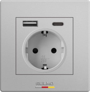 Aulmo gümüşü 16A dərin razetka + USB + type c — Bakı
