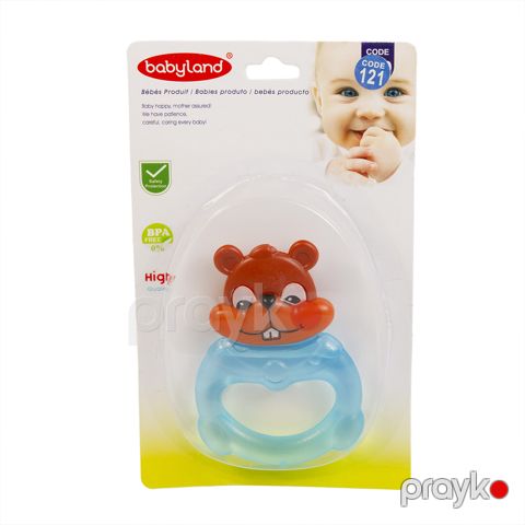 Diş oyuncağı Baby Land, körpələr üçün rezin, qunduz, mavi — Bakı