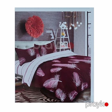 Yataq dəsti Laura Grand PH-100015 Lələklər, yorğan üzü 230x240, mələfə 150x200, 2 yastıq üzü 50x70, pambıq, tünd qırmızı — Bakı