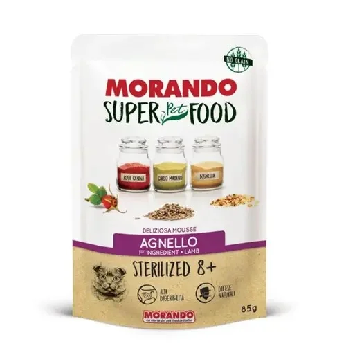 Morando Super Pet Food sterilizasiya edilmiş pişiklər üçün quzu ilə yaş yem, 85 q — Zoo.az — Cats