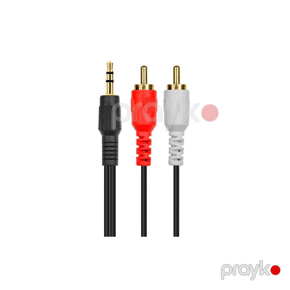 Kabel 2E Aux 3.5mm-2RCA/1m/black — Smartfon üçün kabelləri və keçidçilər, Bakı (2)