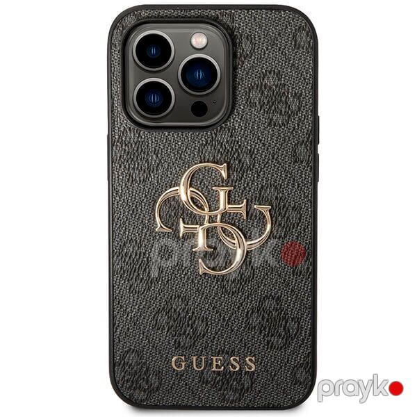 Guess PU Leather Case with 4G Metal Logo for iPhone 15 Pro Max Grey — Mallar, Bakı (2)