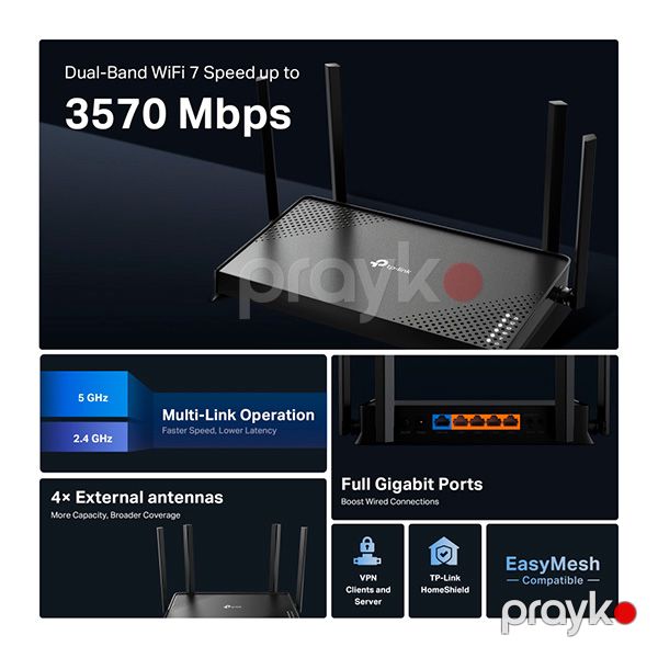 TP-Link WiFi 7 Router Archer BE220 Black — Mallar, Bakı (4)