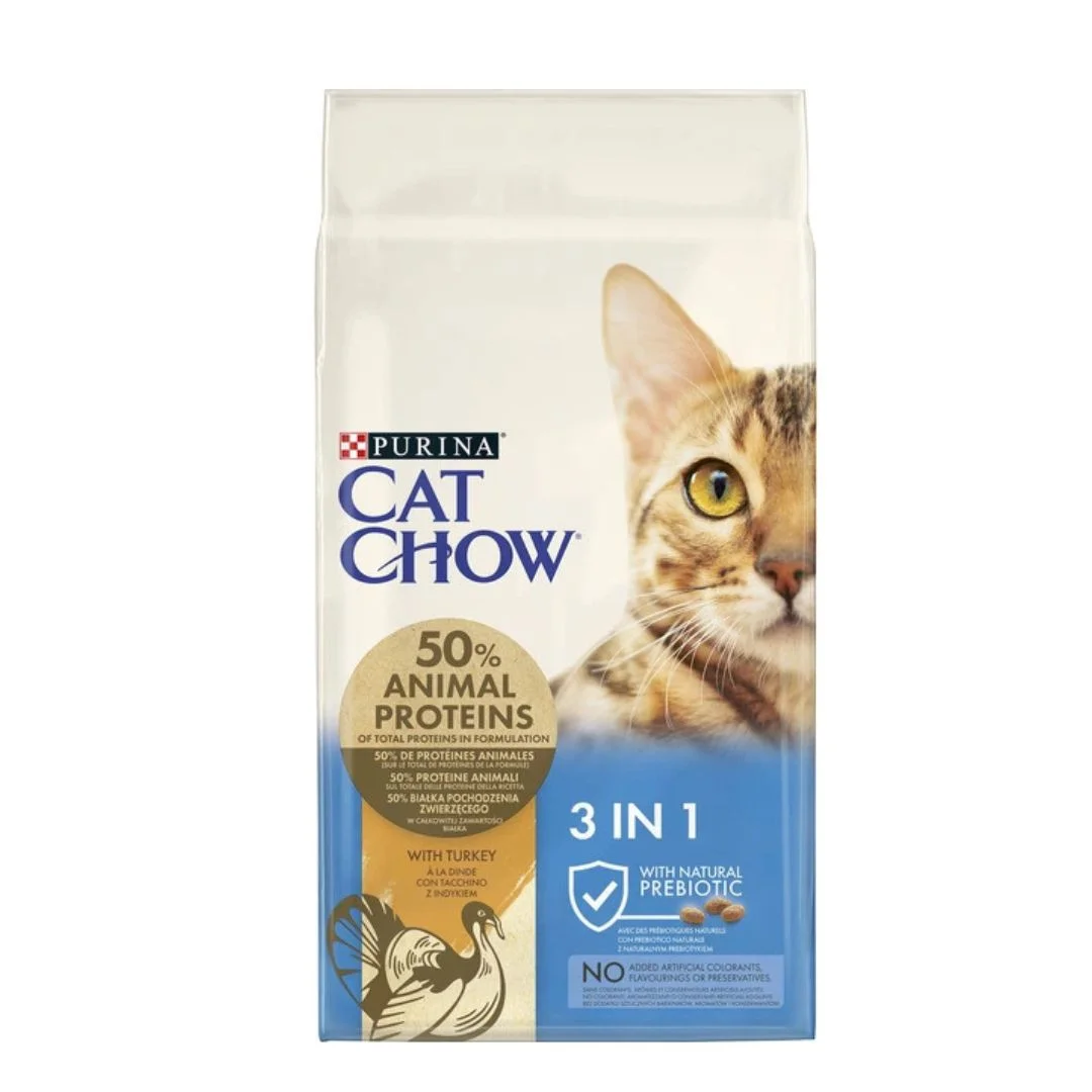 Cat Chow Feline 3 in 1, böyük pişiklər üçün quru yem, üçqat təsirli formula ilə, hind toyuğu ilə (çəki ilə) — Bakı