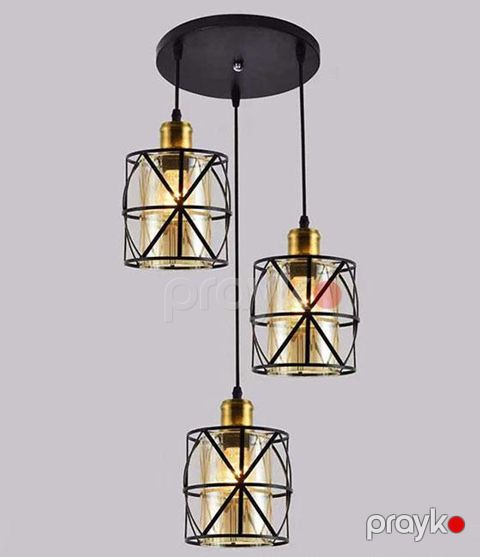 Sparkled asma çilçıraq 3LÜ metal E27 IP20 C-546-3