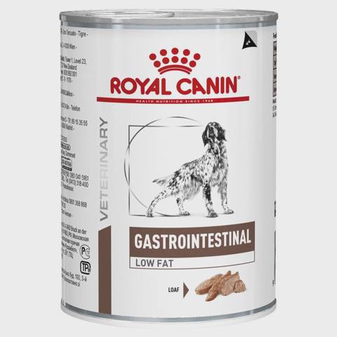 Royal Canin Gastro Intestinal Low Fat, həzm pozğunluqları olan itlər üçün yağ miqdarı məhdud konserv, 410 q — Heyvan malları