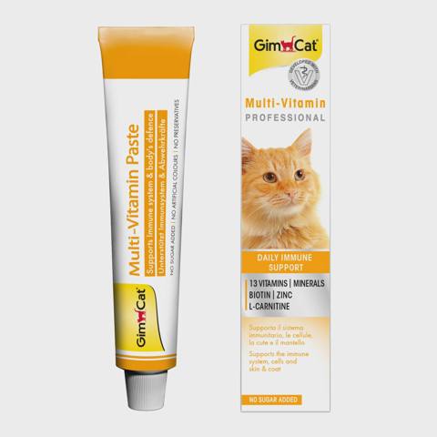 GimCat Multi-Vitamin Professional Paste, pişiklərin immun sistemini gücləndirmək üçün multivitamin pastası, 100 q — კატები