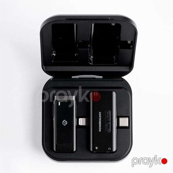 Powerology MFI Dual Connector Wireless Lavalier Microphone Black — Mallar, Bakı (4)