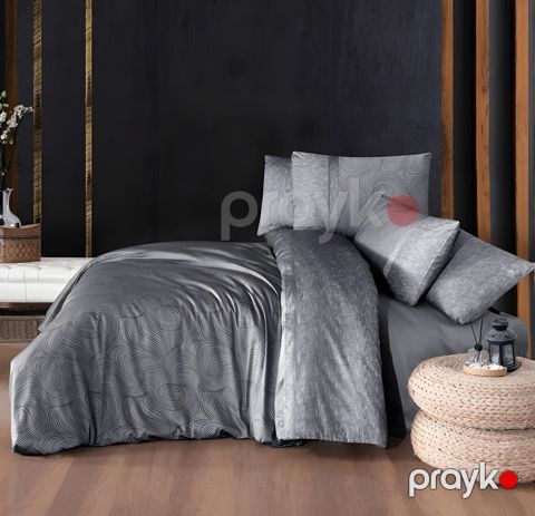 Yataq dəsti First Choice FST-12016, yorğan üzü 200x220 sm, mələfə 240x260 sm, yastıq üzü 50х70 sm/2 əd, ikinəfərlik, pambıq, boz — Bakı