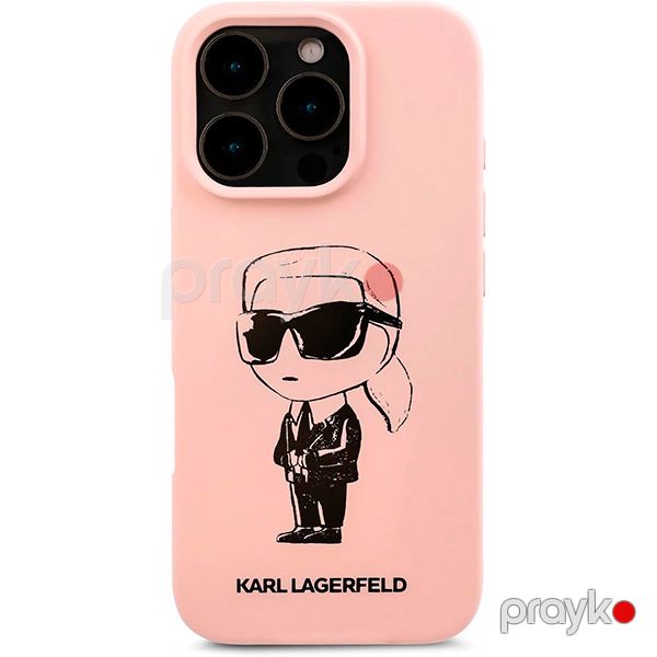 Karl Lagerfeld TPU Silicone Hard Case with ikonik Graffiti Logo For iPhone 16 Pro (KLOHCP16LPNYKGRTP) Pink — Mallar, Bakı (2)