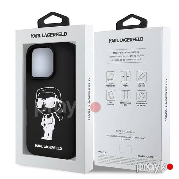 Karl Lagerfeld TPU Silicone Hard Case with ikonik Graffiti Logo For iPhone 16 Pro (KLOHCP16LPNYKGRTK) Black — Mallar, Bakı (4)