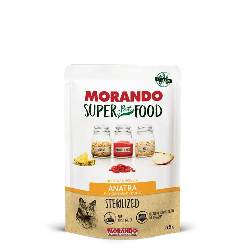 Morando Super Pet Food sterilizasiya edilmiş pişiklər üçün ördəkli yaş yem, 85 q — Zoo.az — Cats