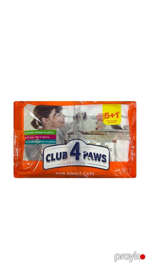 Nəm yem Club 4 Paws yetkin pişiklər üçün 5+1 6x80 q — Bakı