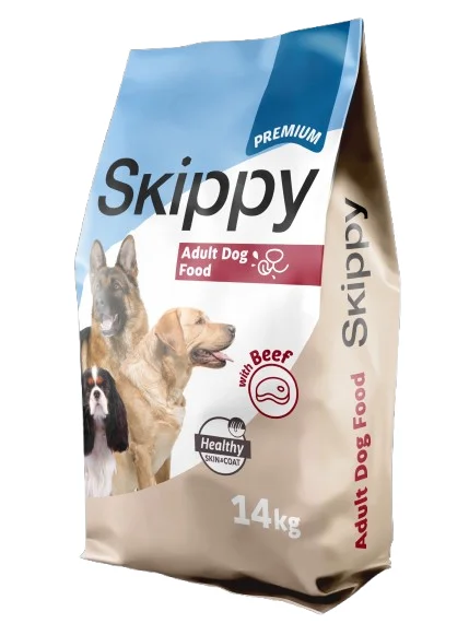 Skippy, yetkin itlər üçün mal ətli tam quru yem (bütöv kisə, 14 kq) — Bakı