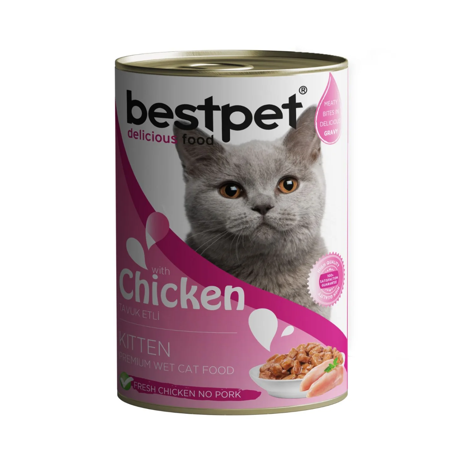 Bestpet Chiken for Kittens, pişik balaları üçün sousda toyuqlu yaş yem, 400 q — Bakı