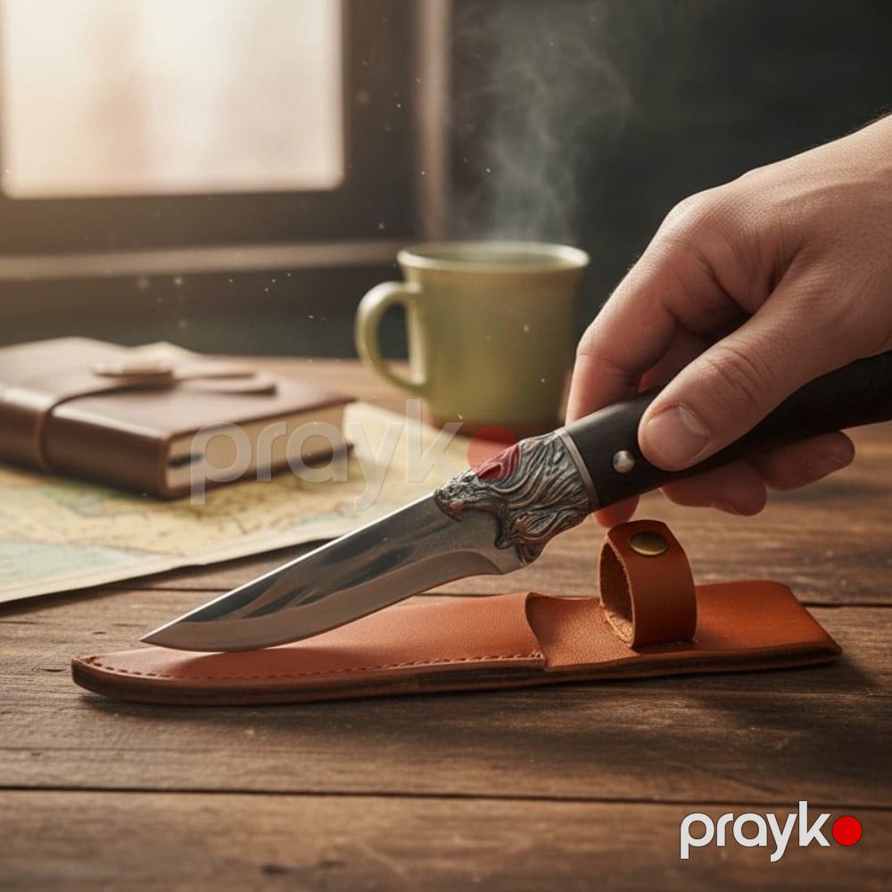 Bıçaq əl işi döymə paslanmayan polad, 27 sm, dəri çexollu, peşəkar şef üçün - prmt_1010 — Mallar, Bakı (3)