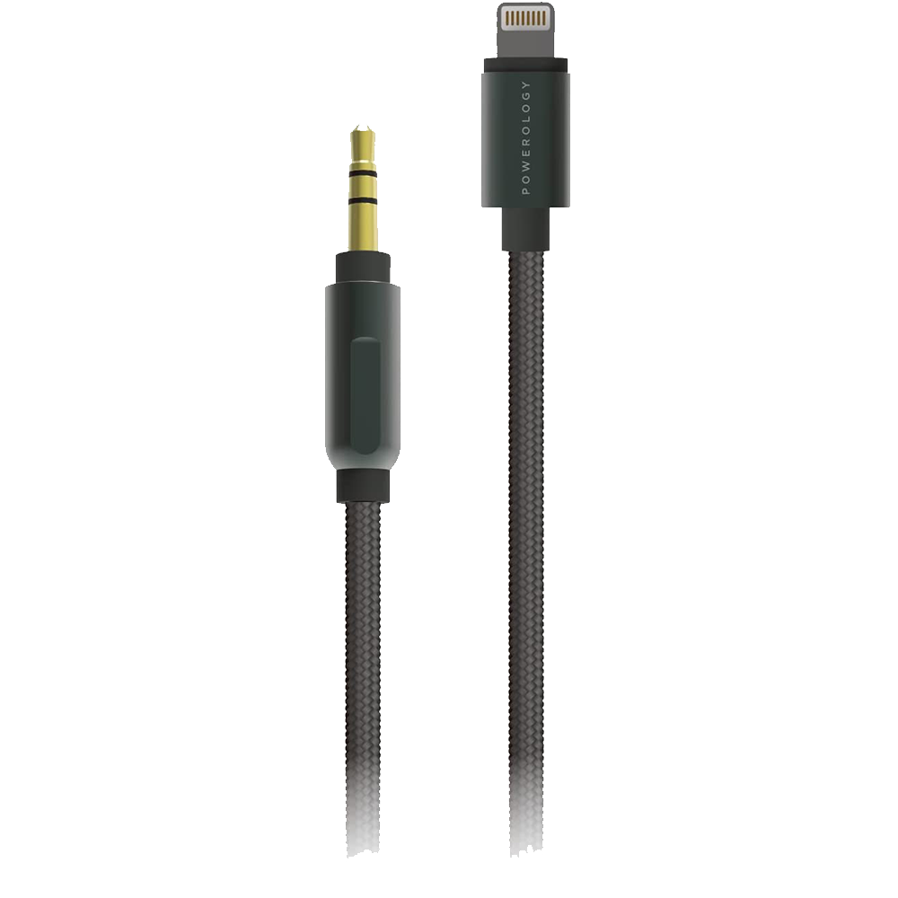 Powerolory Lighting to Aux Aluminium Braided Audio Cable Black — Bakı