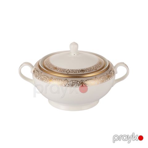 Şorba qabı Gipfel Argento 40986, 3200ml. Rəng: qızılı kant ilə ağ. Material: farfor — Bakı