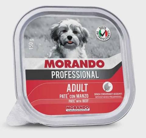 Morando Professional pate with beef, yetkin itlər üçün yaş yem, mal əti ilə paştet, 150 q — Pet supplies