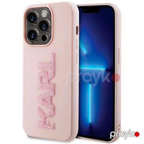 Karl Lagerfeld 3D Glitter Karl Logo Case for iPhone 15 Pro Max Pink — Bakı