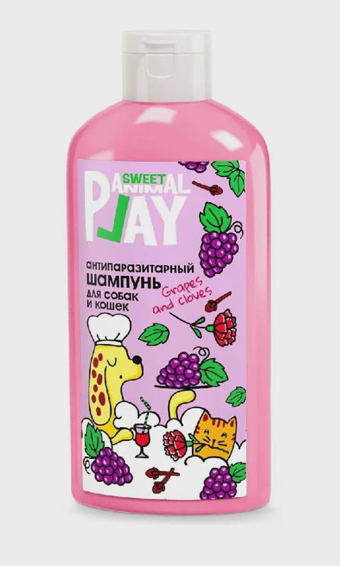 Animal Sweet Play, itlər və pişiklər üçün repellent şampun, üzüm və mixək, 300 ml — Pişiklər