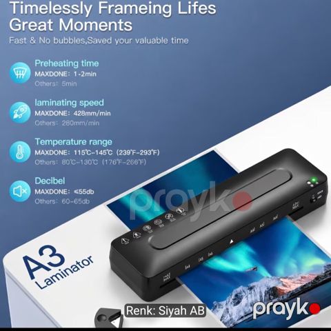 A3 Laminasiya Aparatı Sensor displey 5 isitmə özəlliyi 250 micron — Bakı