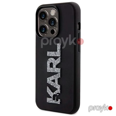 Karl Lagerfeld 3D Glitter Karl Logo Case for iPhone 15 Pro Black — Bakı