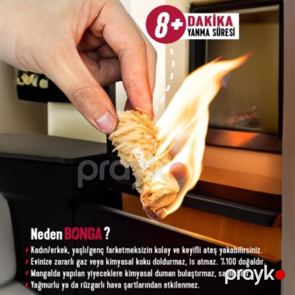 Təbii alovlandırıcı dəsti Bonga, 25 parça, manqal, soba və kamin üçün, taxta yunu - prl_0510 — Mallar, Bakı (3)