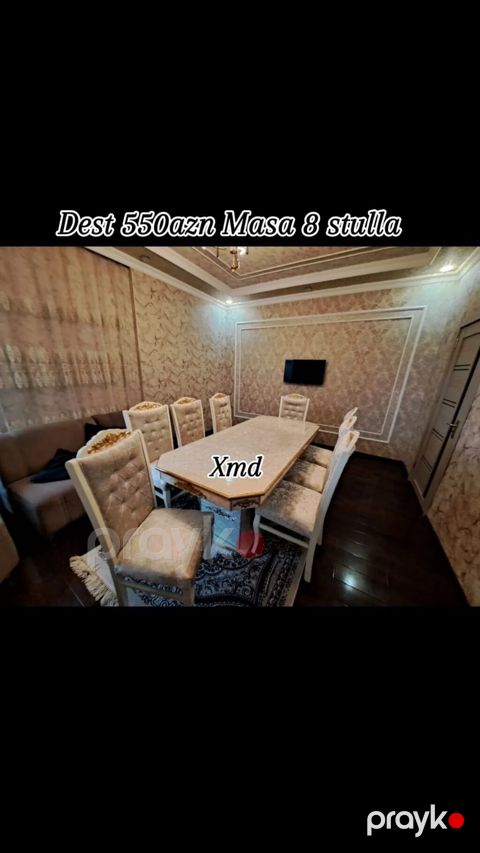 Dest: Masa + 8 stul Təsvir: - Klassik üslubda yemək otağı dəsti — Bakı