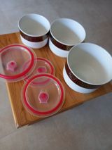 Mətbəx qabları dəsti - 3 ədəd qapaqlı porselen saxlanma qabı - Ağ — salesman — Dining tableware
