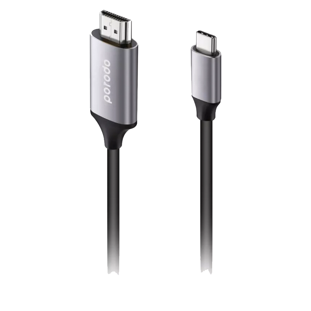 Type-C to 4K HDMI Cable with Aluminum Shell Finish PD-4KCHD2-GY Qara/boz — Bakı