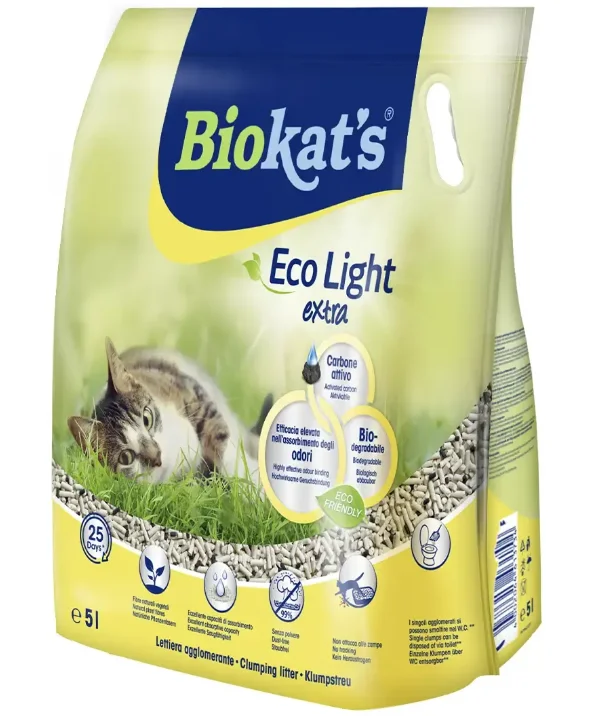 Biokat’s Tofu ECO Light Extra kömürlü soya topalaşan pişik qumu, 5 l — Zoo.az — Cats