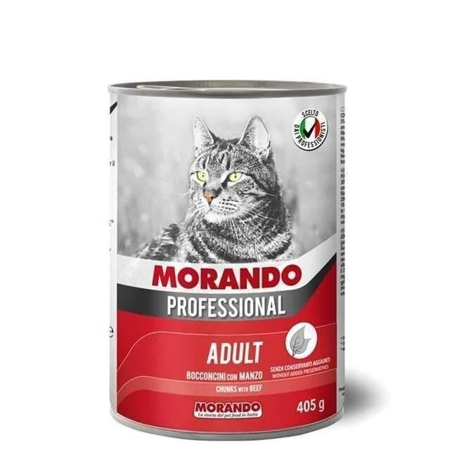 Morando Professional, yetkin pişiklər üçün yaş yem, mal əti ilə tikələr, 405 q — Zoo.az — Cats
