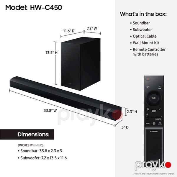 Soundbar Samsung HW-C450 2.1ch Black — Mallar, Bakı (5)