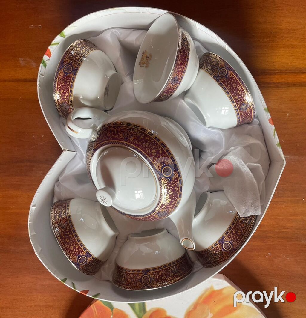 Çay dəsti, rəng - Ağ, Farfor, 6 nəfərlik, Yaponiya — Süfrə qabı, Bakı (3)