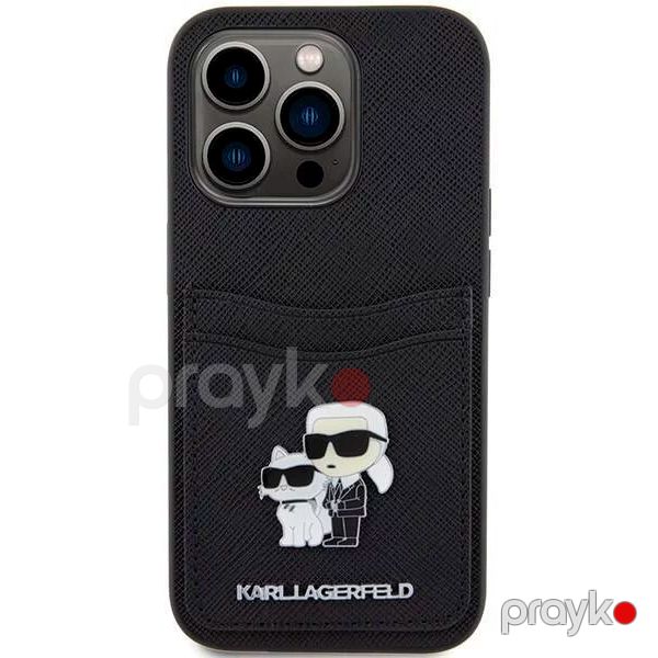 Karl Lagerfeld Saffiano Case with Cardslots and Karl Legerfeld Choupette Heads Case for iPhone 15 Pro Black — Mallar, Bakı (3)