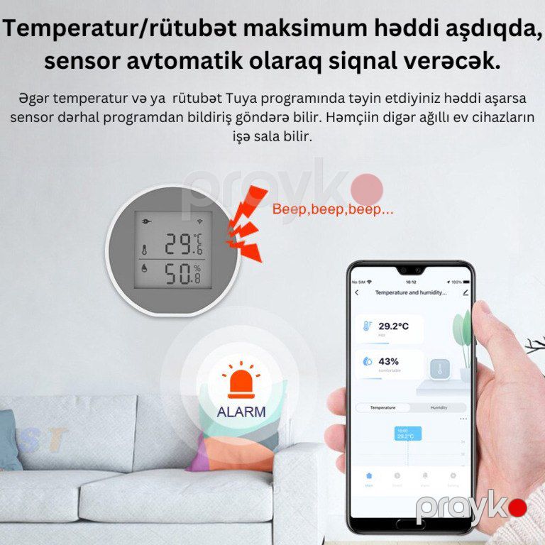 Ağıllı WiFi temperatur və nəmişlik sensoru — Ağıllı ev və təhlükəsizlik, Bakı (6)