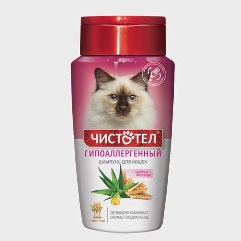Çistotel, pişiklər üçün buğda və aloe vera ilə hipoallergen şampun, 220 ml — Cats