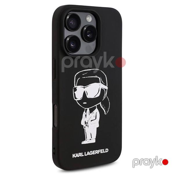 Karl Lagerfeld TPU Silicone Hard Case with ikonik Graffiti Logo For iPhone 16 Pro (KLOHCP16LPNYKGRTK) Black — Mallar, Bakı (2)