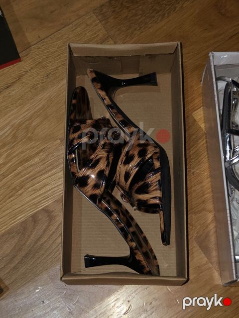 Leopard naxışlı qadın mabu (mule) ayaqqabılar - Stil: Açıq burunlu — Bakı