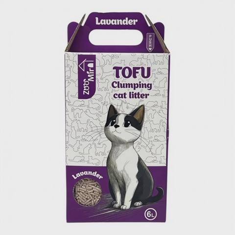 Tofu, lavanda qoxulu üzvi soya paxlası və təbii bitki liflərindən təbii topalaşan pişik qumu, 6 l — Мысықтар