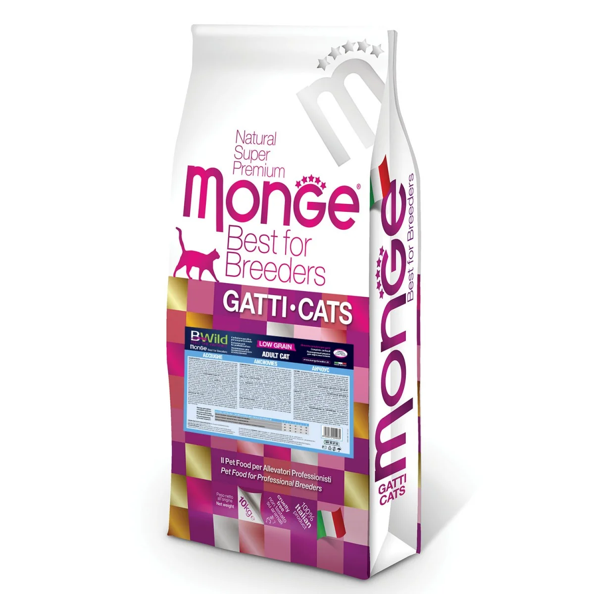 Monge Cat BWild PFB Low Grain, yetkin pişiklər üçün ançouslu az taxıllı quru yem (bütöv kisə, 10 kq) — Bakı
