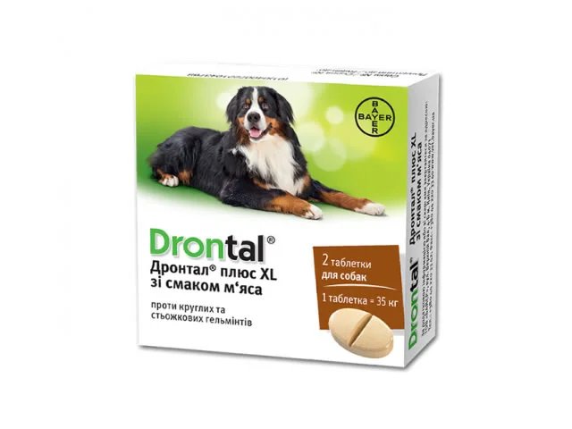 Drontal Plus XL itlər üçün ət dadlı anthelmintic, 1 tablet 35 kq