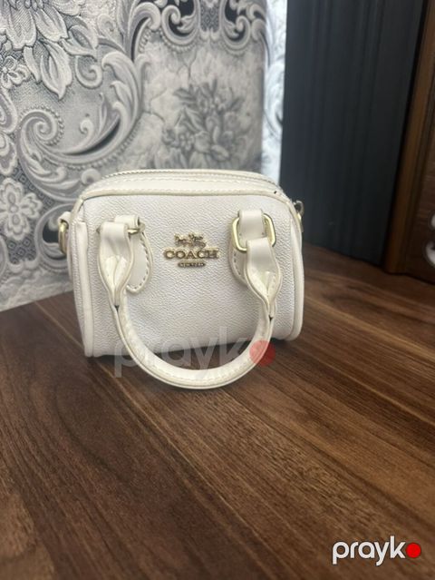 Coach mini çanta - Rəng: krem/ivori - Material: teksturalı dərı — Bakı