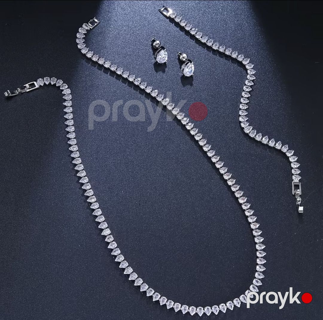 Bijuteriya dəsti boyunbağı, qolbaq və sırğa 9869, paslanmayan polad — Mallar, Bakı (3)